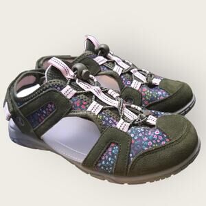 Lands' End Olive Sport Sandals Floral Straps |‎ Women's 7B Hiking